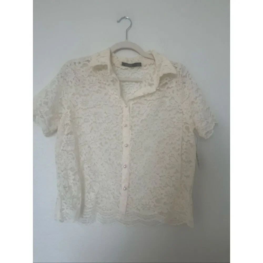 CURE Vintage Short sleeve Lace Blouse NEW NWT